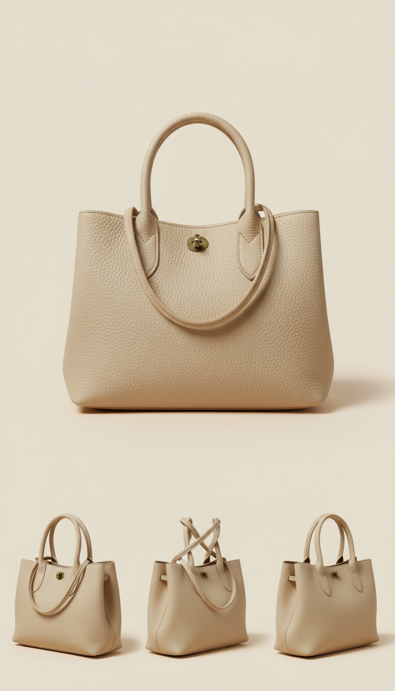 Top-handle Tote in Creamy Beige