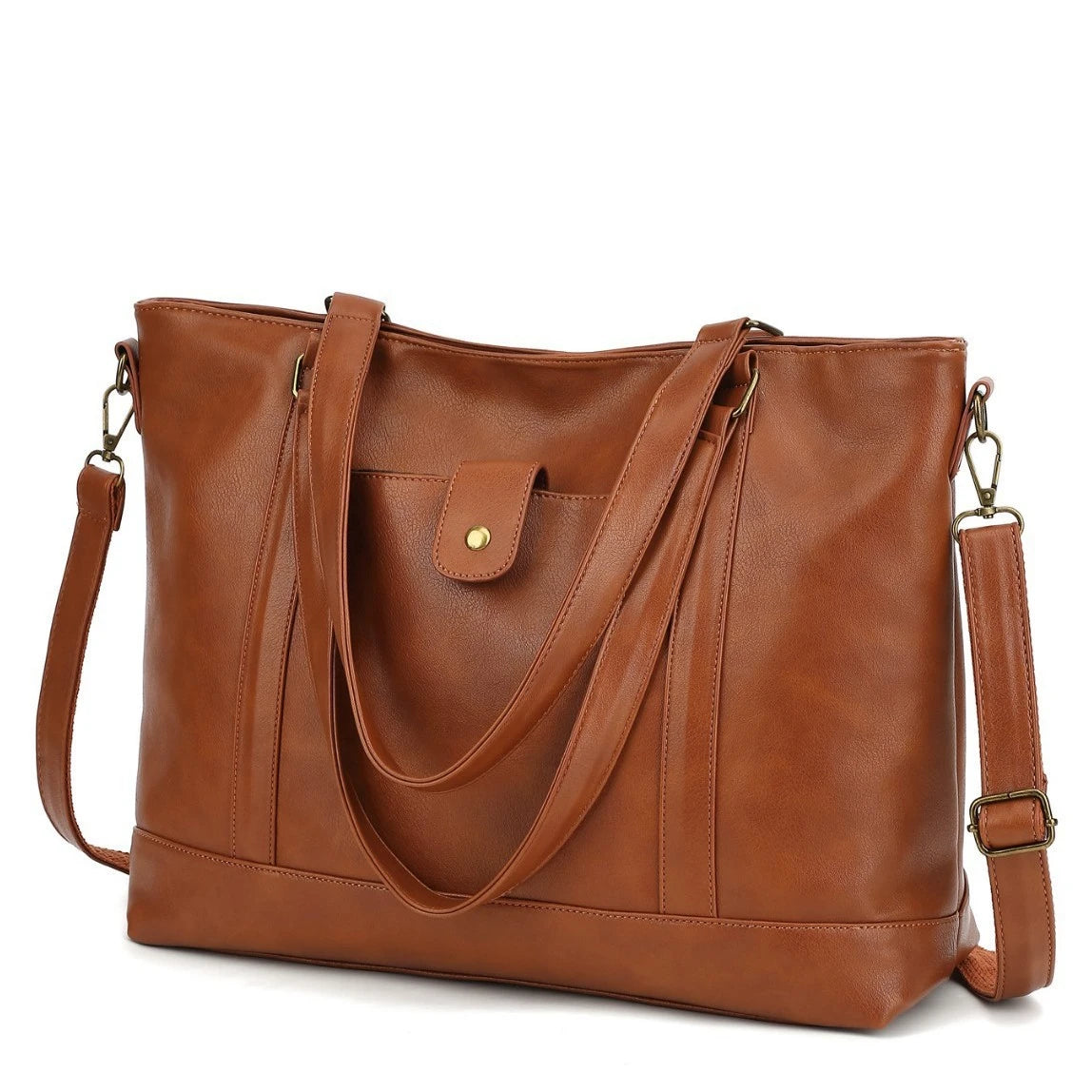 European and American retro women's PU leather laptop bag classic large bag
