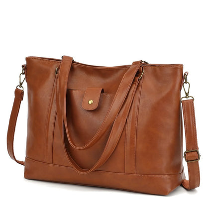 European and American retro women's PU leather laptop bag classic large bag