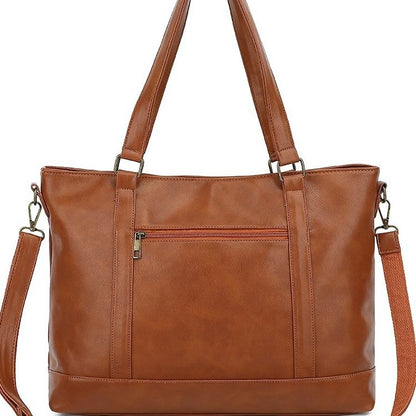 European and American retro women's PU leather laptop bag classic large bag