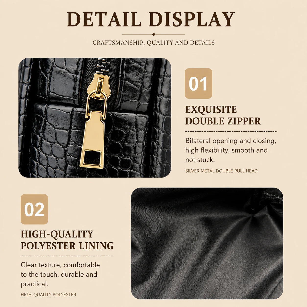 Luxury Crocodile Pattern PU Makeup Bag