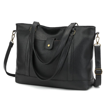 European and American retro women's PU leather laptop bag classic large bag