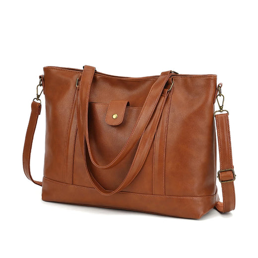 European and American retro women's PU leather laptop bag classic large bag