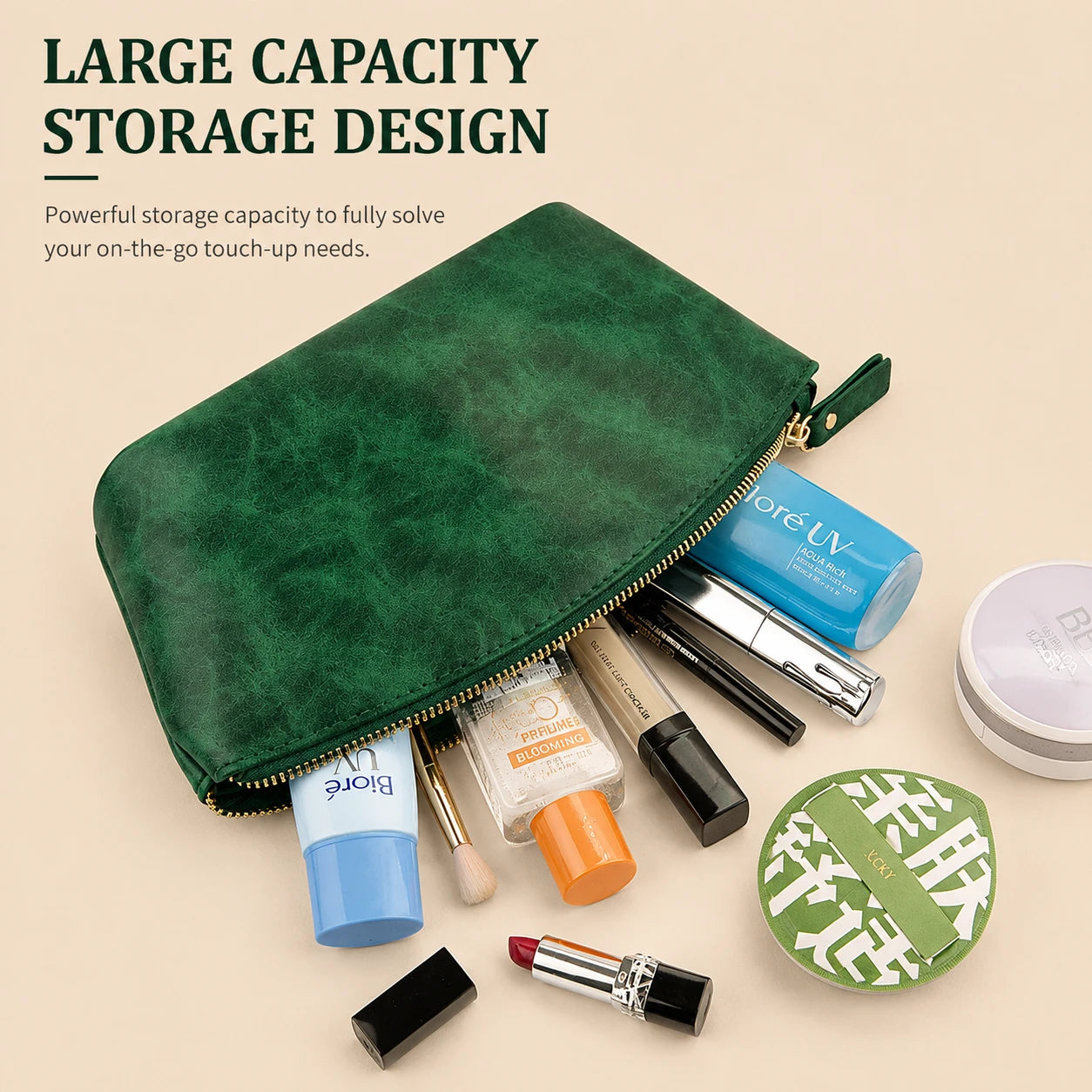 Retro Crazy Horse Leather Makeup Bag