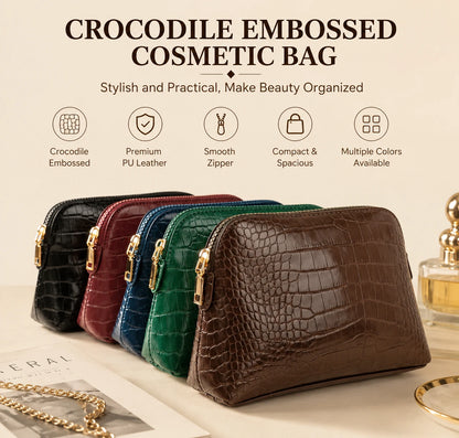 Luxury Crocodile Pattern PU Makeup Bag
