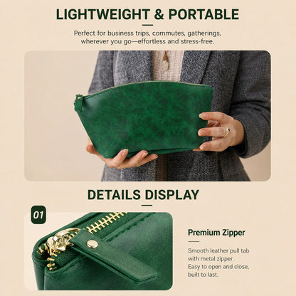 Retro Crazy Horse Leather Makeup Bag