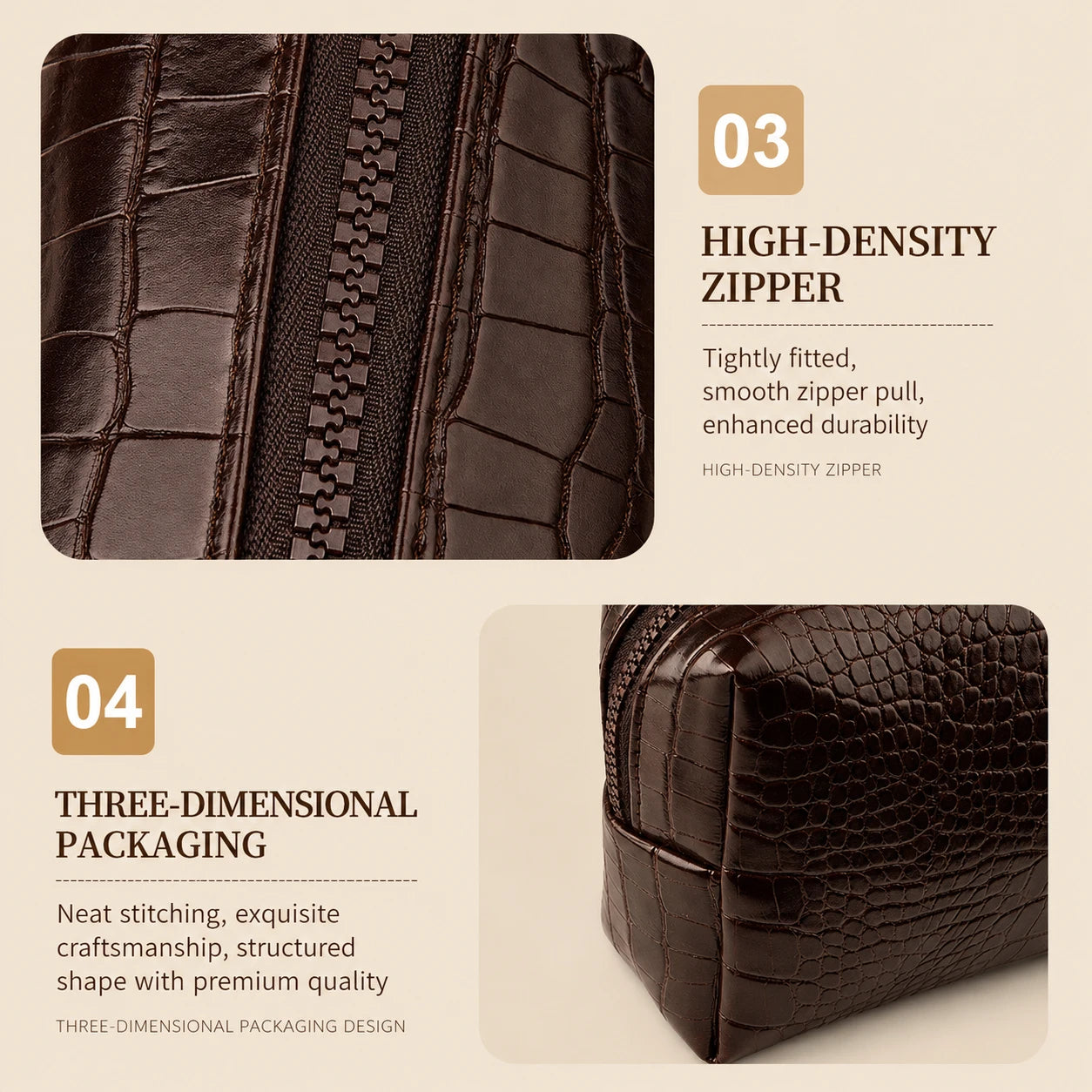 Luxury Crocodile Pattern PU Makeup Bag