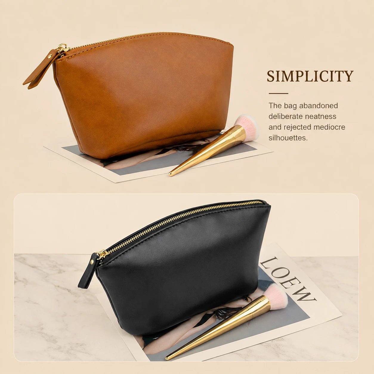 Retro Crazy Horse Leather Makeup Bag