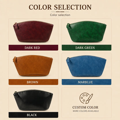 Retro Crazy Horse Leather Makeup Bag