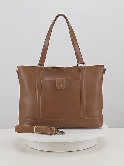 European and American retro women's PU leather laptop bag classic large bag
